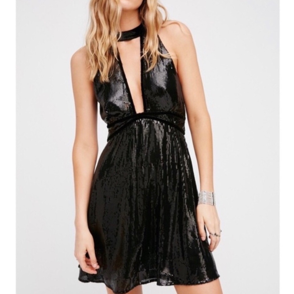 Free People Sequin Halter Dress - Picture 1 of 5